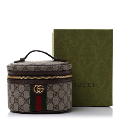 Gucci GG Supreme Monogram Textured Calfskin Web Ophidia Vanity Cosmetic Case Beige Ebony New Acero 12 of 12