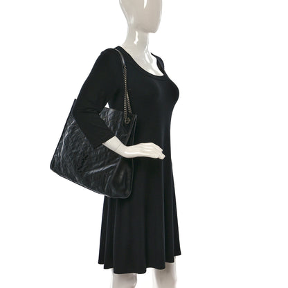Saint Laurent Crinkled Calfskin Matelasse Monogram Large Niki Shopper Tote Black 2 of 10