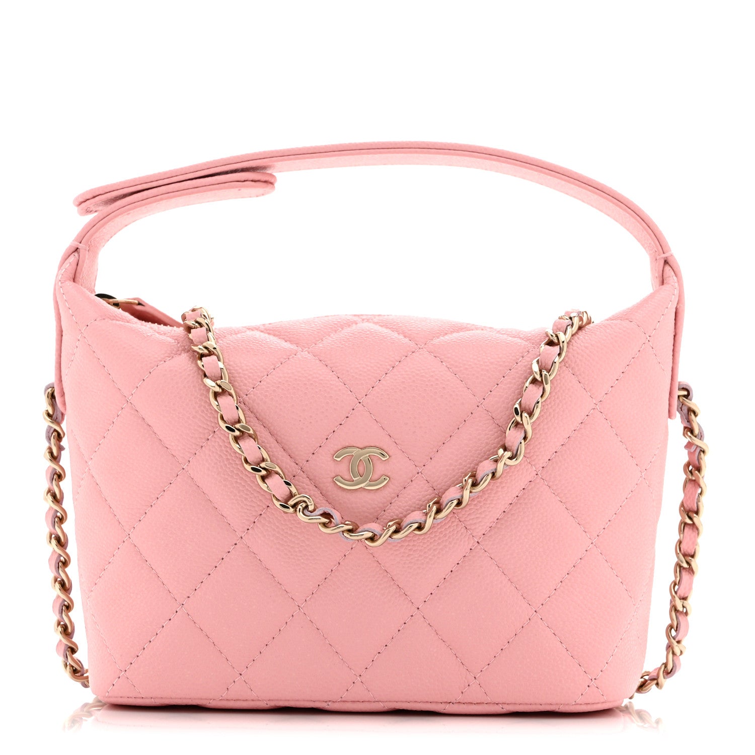 Chanel Caviar Quilted Hobo Clutch With Chain Pink 1 of 10