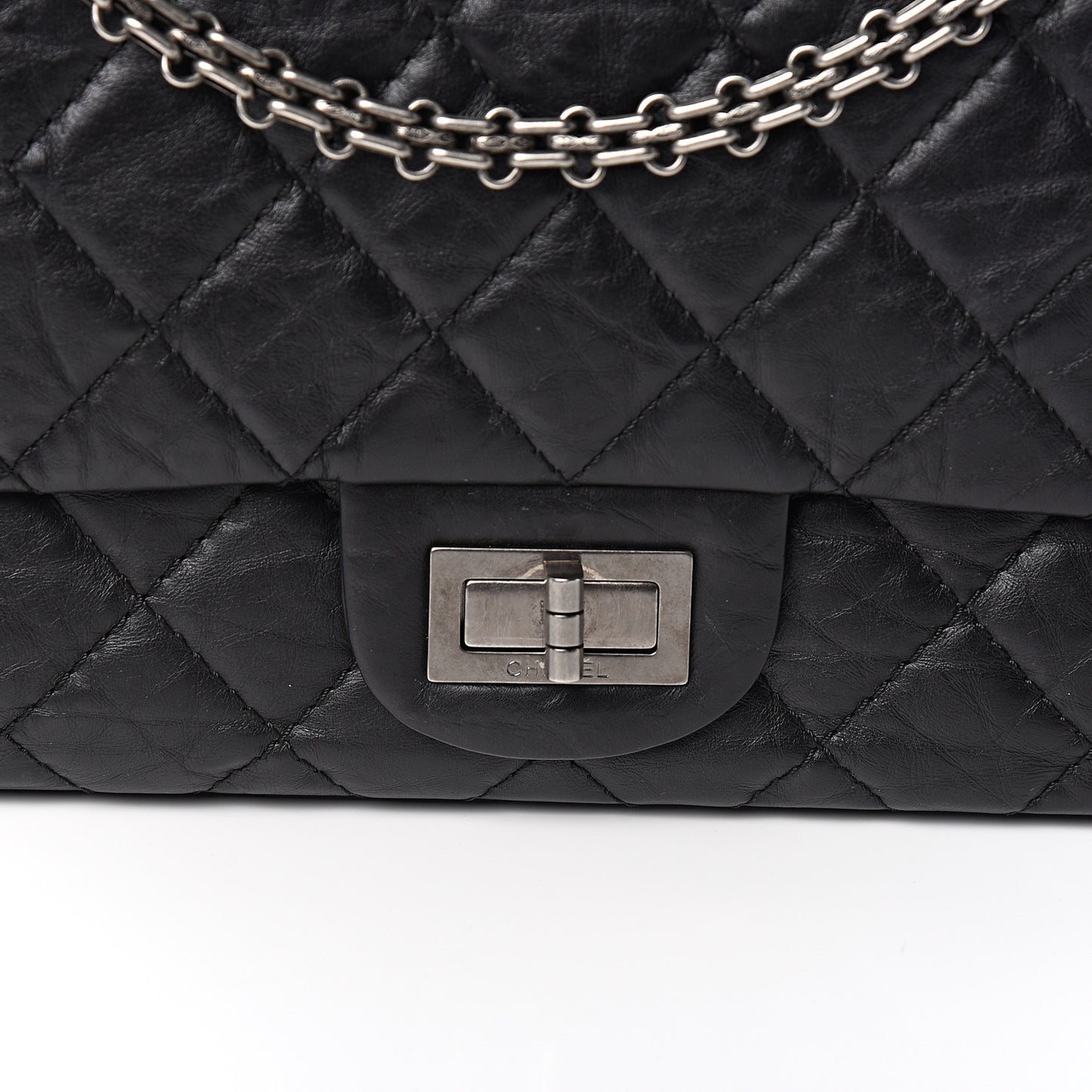 Aged Calfskin Quilted 2.55 Reissue 227 Flap Black
