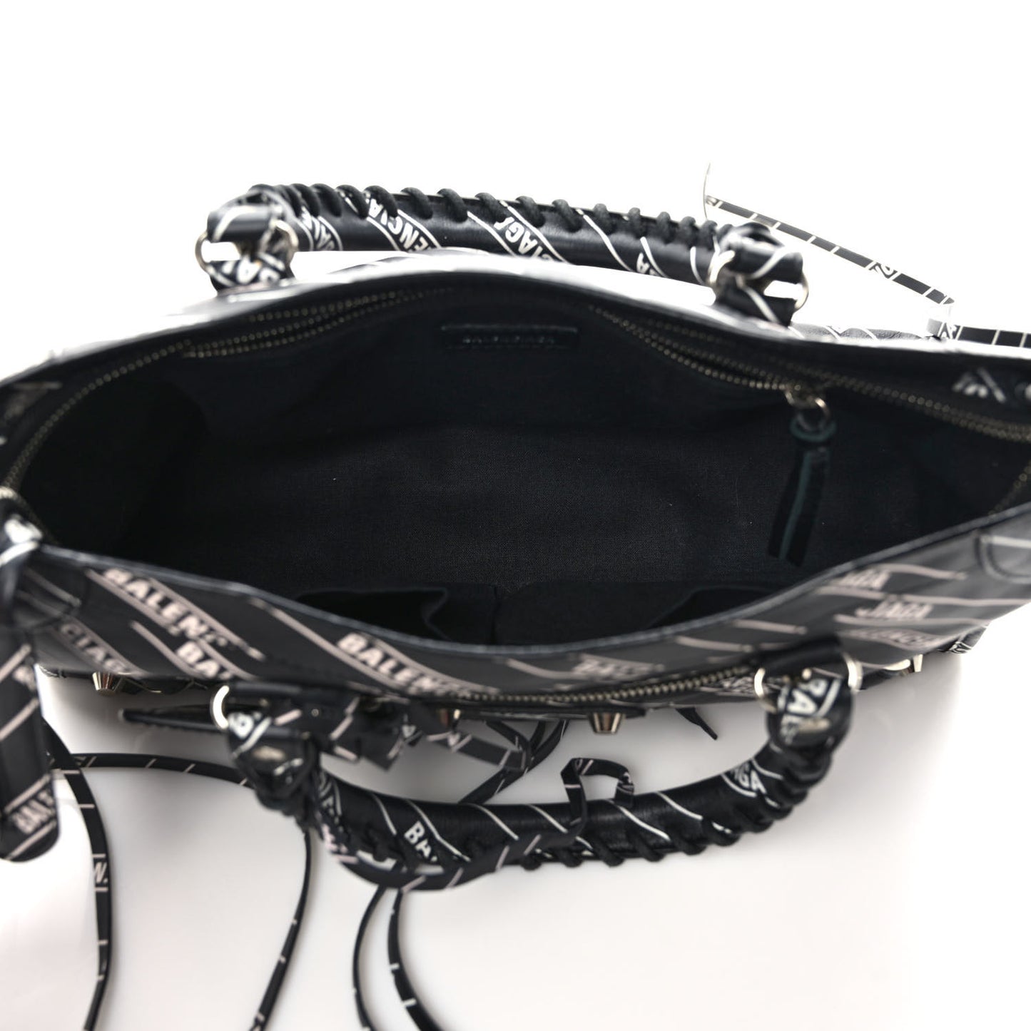 Veau Allover Logo Classic Silver Hardware S City Black White