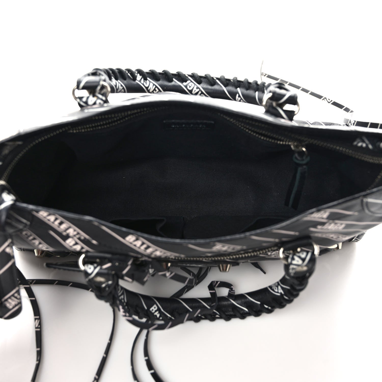 Balenciaga Veau Allover Logo Classic Silver Hardware S City Black White 5 of 13