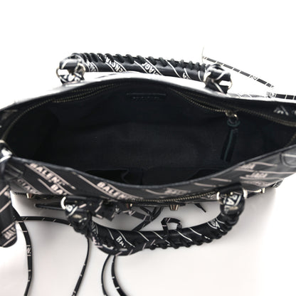 Balenciaga Veau Allover Logo Classic Silver Hardware S City Black White 5 of 13