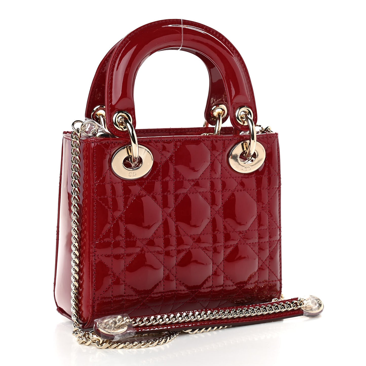 Patent Cannage Mini Lady Dior Red