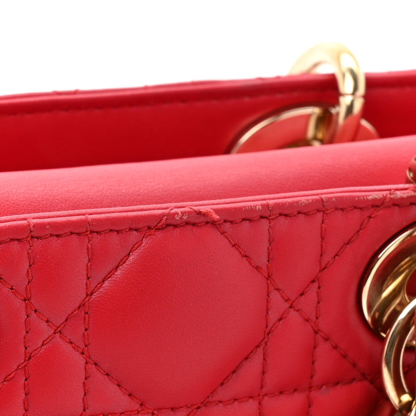 Lambskin Cannage Medium Lady D-Joy Red