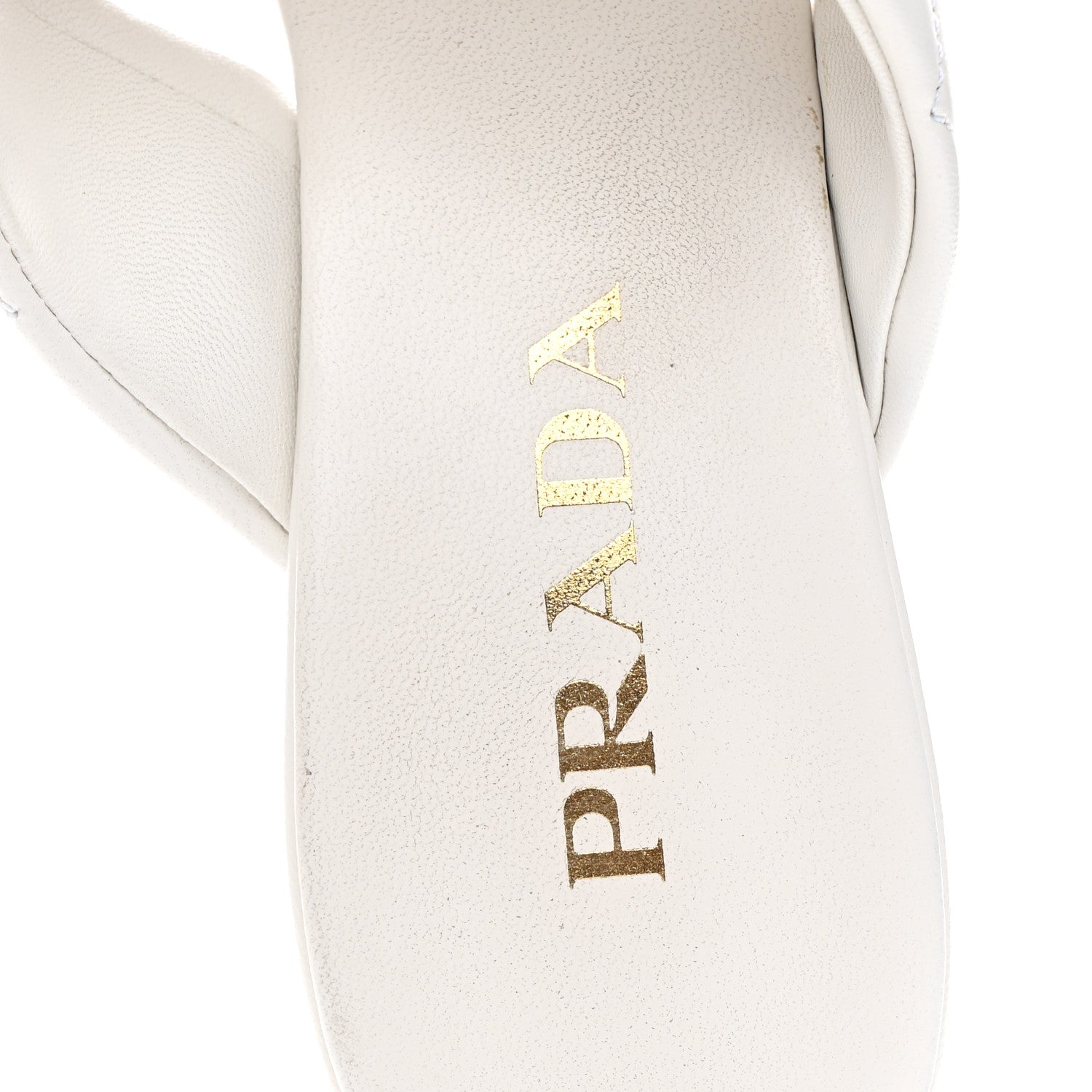 Prada Nappa Logo Quilted Crisscross 65mm Block Heel Slide Sandals 39.5 White 8 of 8