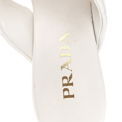 Prada Nappa Logo Quilted Crisscross 65mm Block Heel Slide Sandals 39.5 White 8 of 8