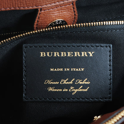 Burberry Grainy Calfskin House Check Medium Banner Tote Tan 6 of 7