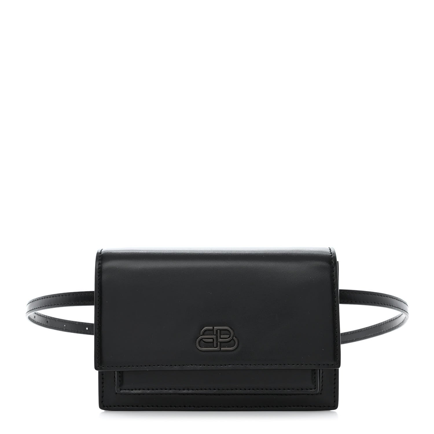 Balenciaga Shiny Box Calfskin Monochrome XS Sharp Belt Bag Black 1 of 15