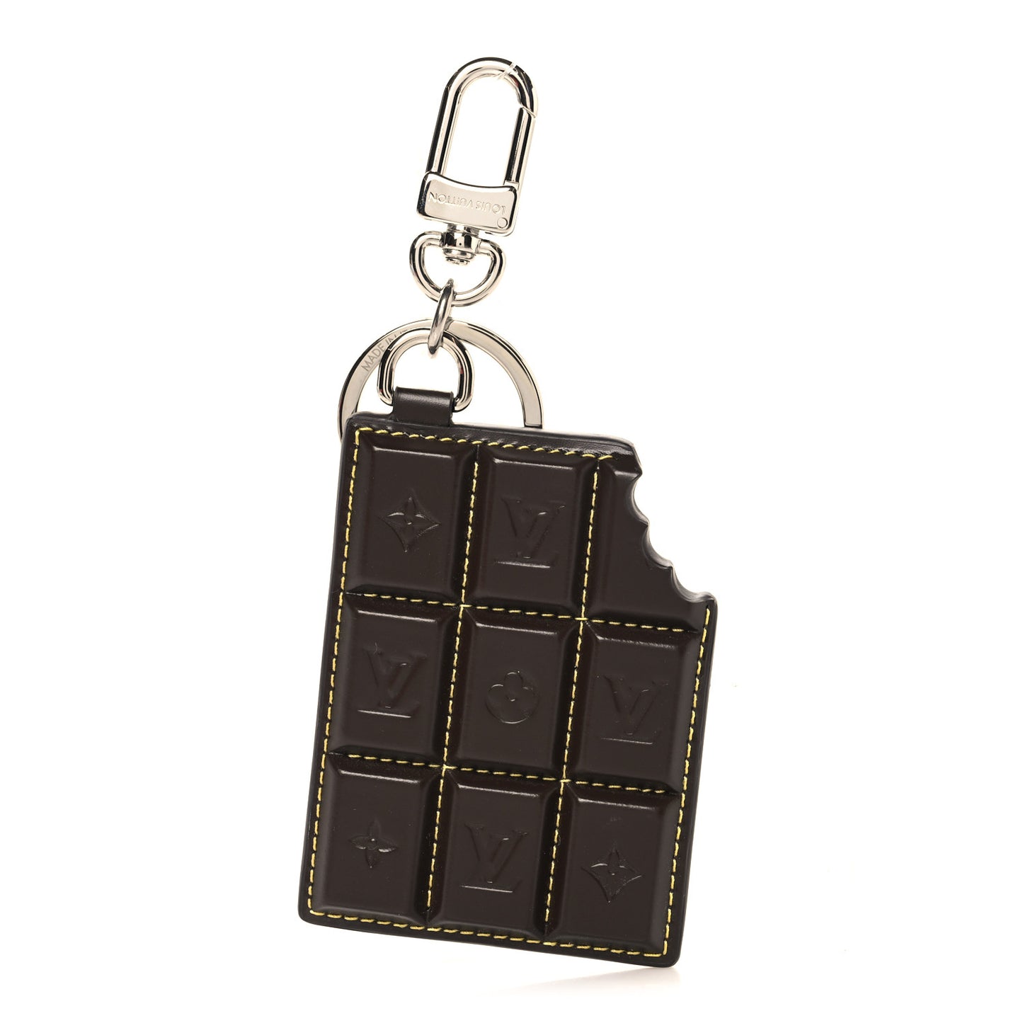 Reverse Monogram LV Chocolate Bar Bag Charm Key Holder Black