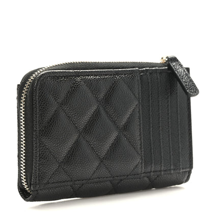 Chanel Caviar Quilted CC Zip Around Card Holder Black 3 of 8