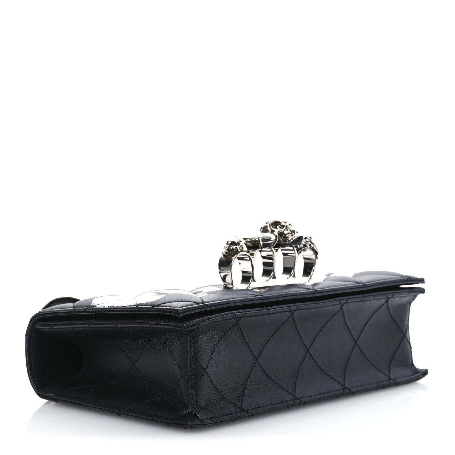 Alexander McQueen Lambskin Quilted Graffiti Knuckle Shoulder Bag Black 4 of 10