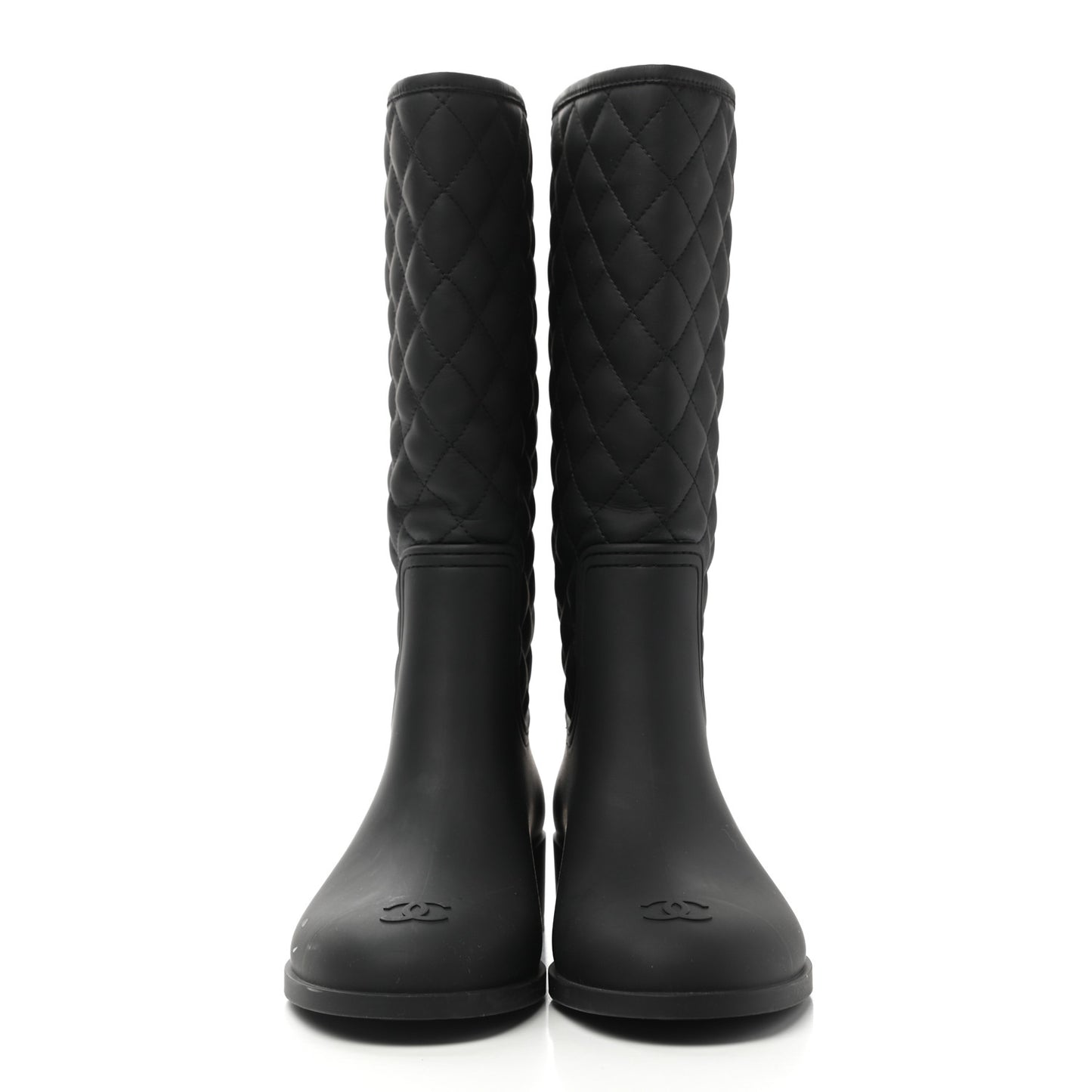 Rubber Quilted Rain Boots 41 Black