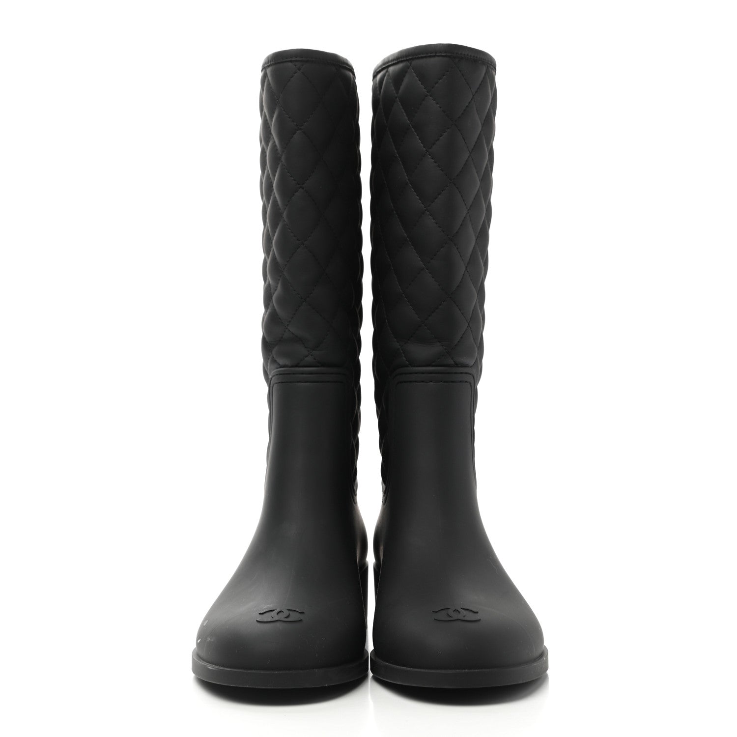 Chanel Rubber Quilted Rain Boots 41 Black 2 of 13