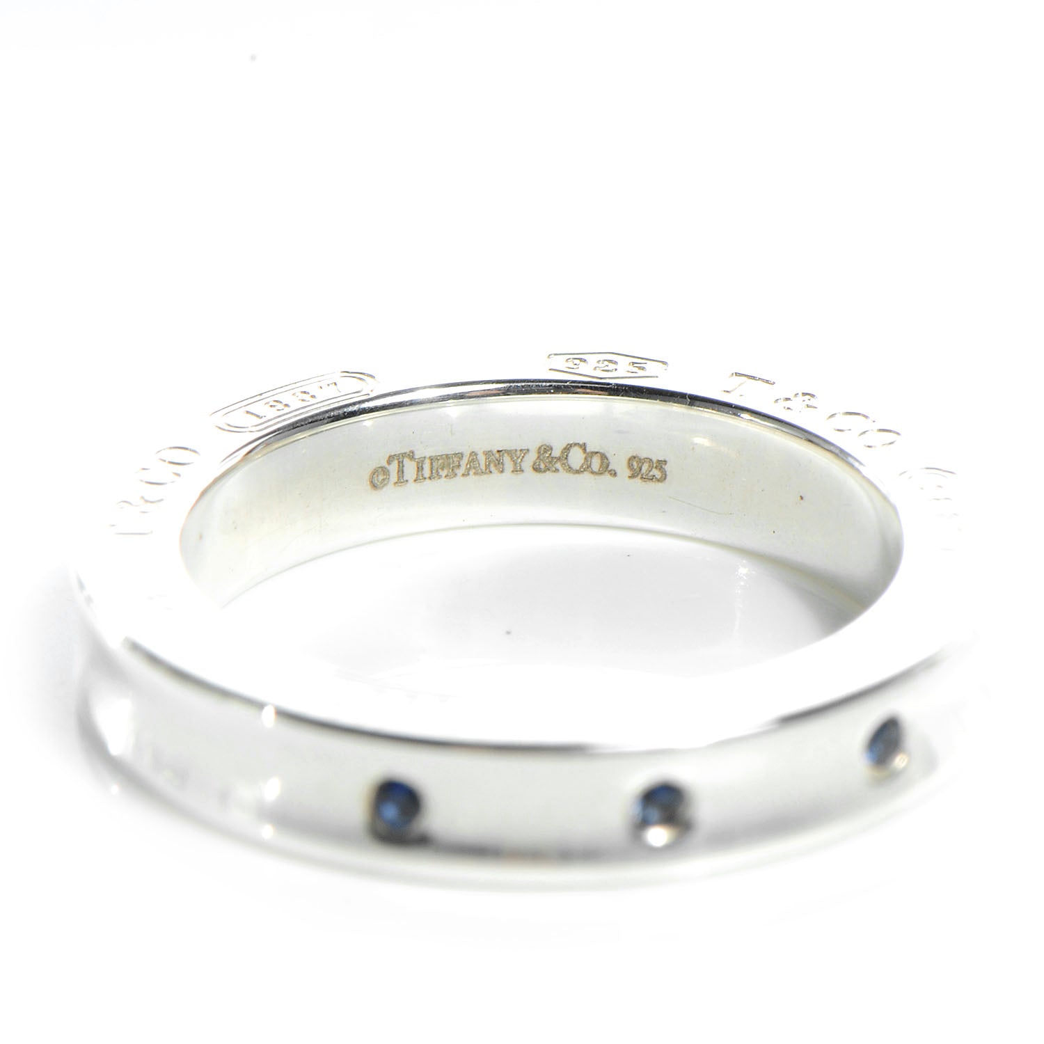 Tiffany 1837 Sterling Silver Blue Sapphire 1837 Band Ring 4.5 5 of 12