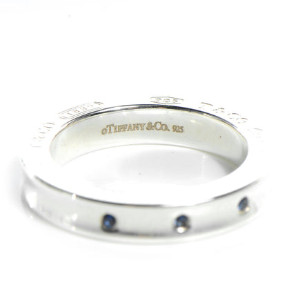 Tiffany 1837 Sterling Silver Blue Sapphire 1837 Band Ring 4.5 5 of 12