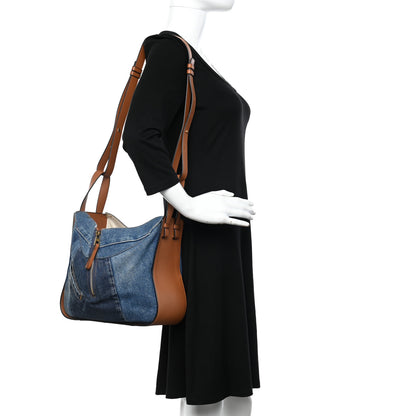 Loewe Calfskin Denim Small Hammock Shoulder Bag Blue Tan 2 of 13