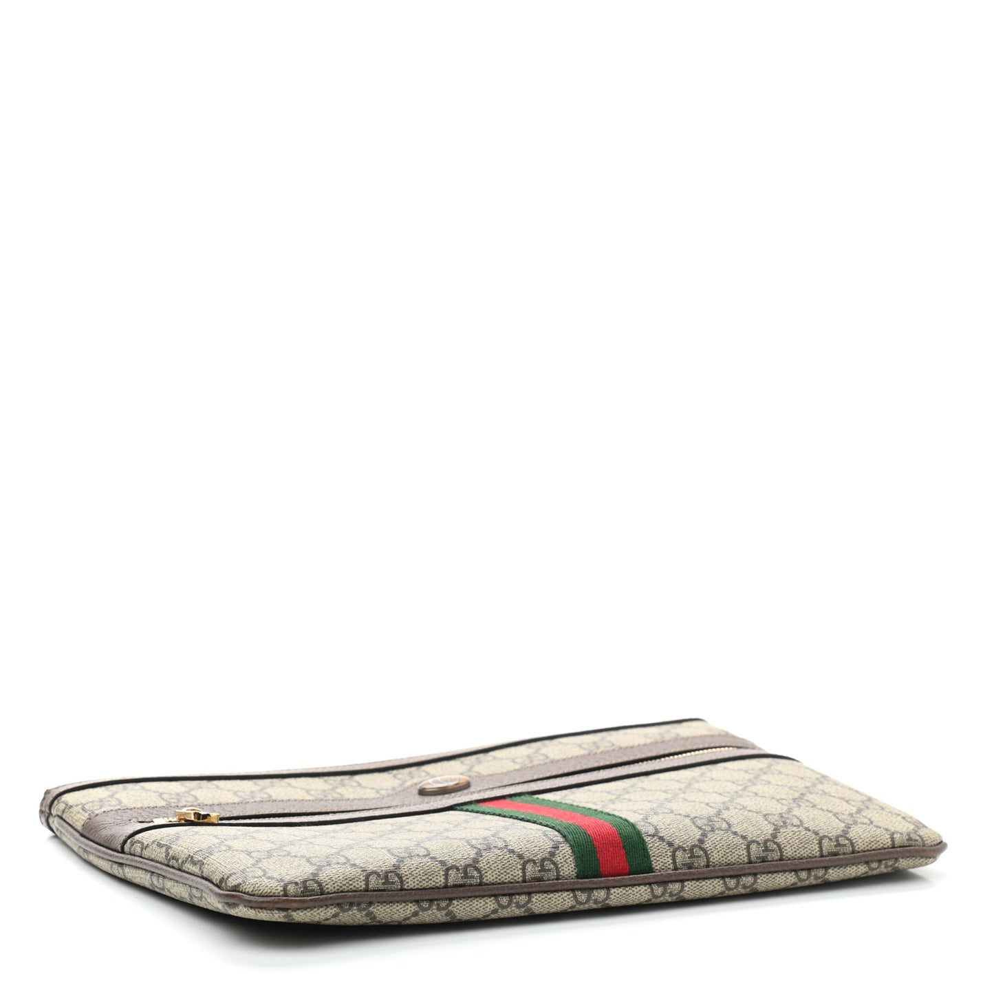 GG Supreme Monogram Large Ophidia Pouch Clutch Brown