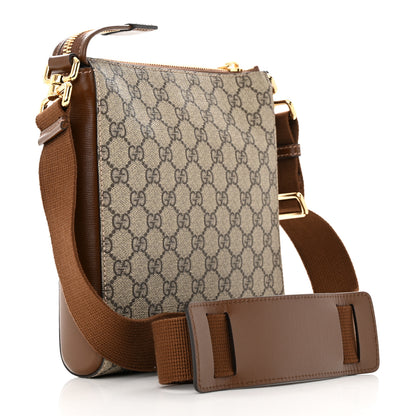 Gucci GG Supreme Monogram Azalea Calfskin Retro Interlocking G Flat Messenger Bag Beige Ebony Brown Sugar 3 of 9