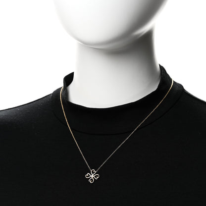 Tiffany 18K Yellow Gold Diamond Loving Heart Clover Pendant Necklace 2 of 6