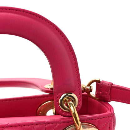 Christian Dior CHRISTIAN DIOR Lambskin Cannage Mini Lady Dior Fuchsia 11 of 17