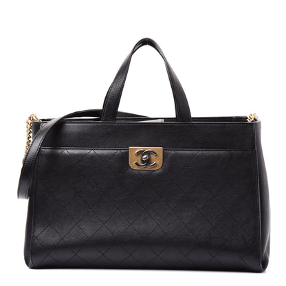 Chanel Calfskin Stitched Large Straight Lines Shopping Tote Black 1 of 12