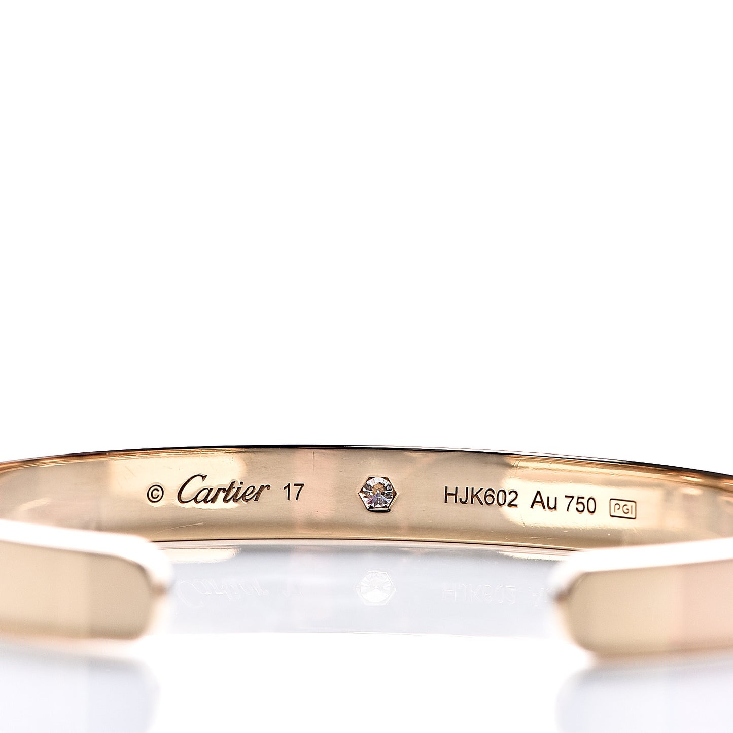 18K Yellow Gold 1 Diamond LOVE Cuff Bracelet 17