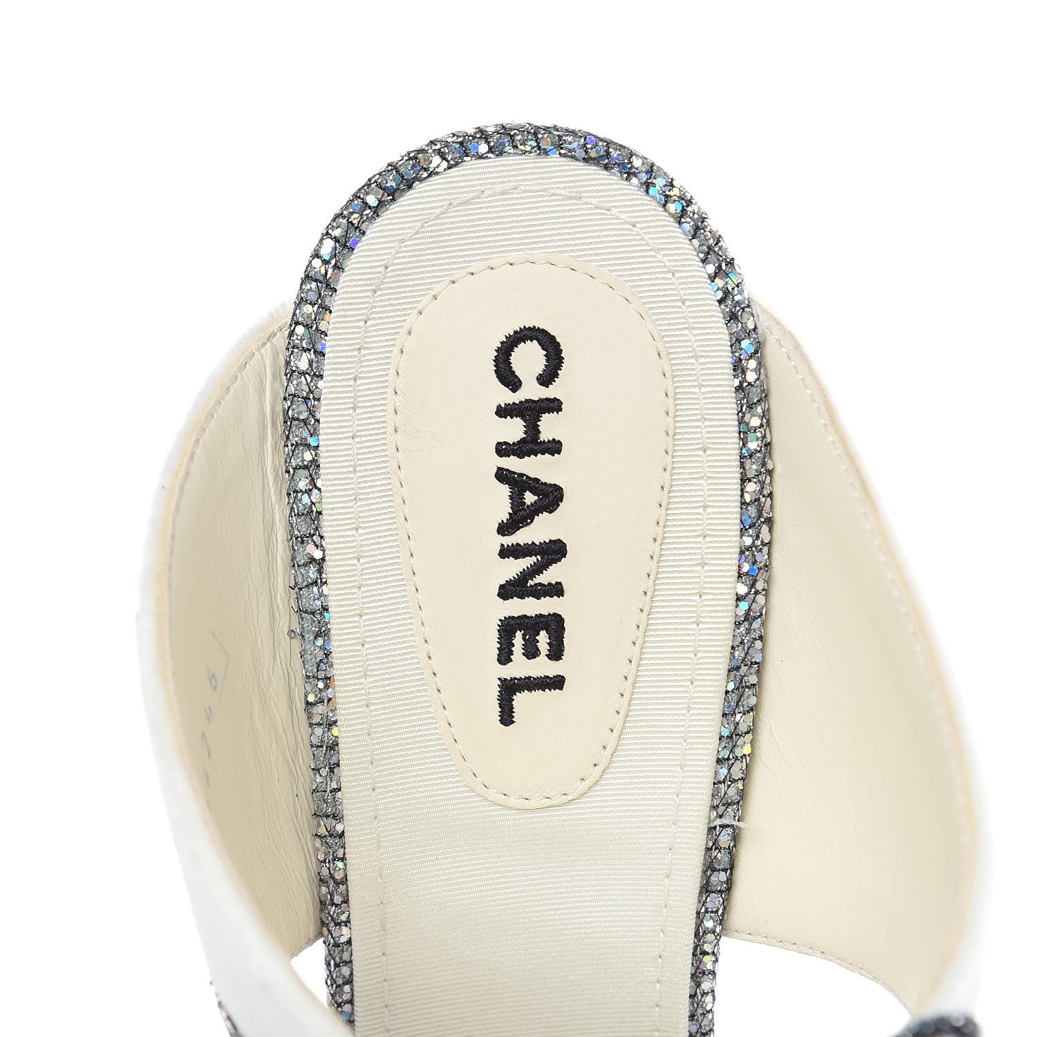 Chanel Metallic Fabric Velvet Bow Mules 39 Silver Ivory 7 of 11
