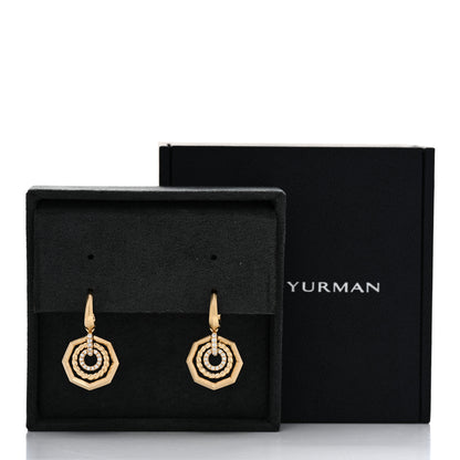 David Yurman 18K Yellow Gold Diamond 16mm Stax Drop Earrings 5 of 5