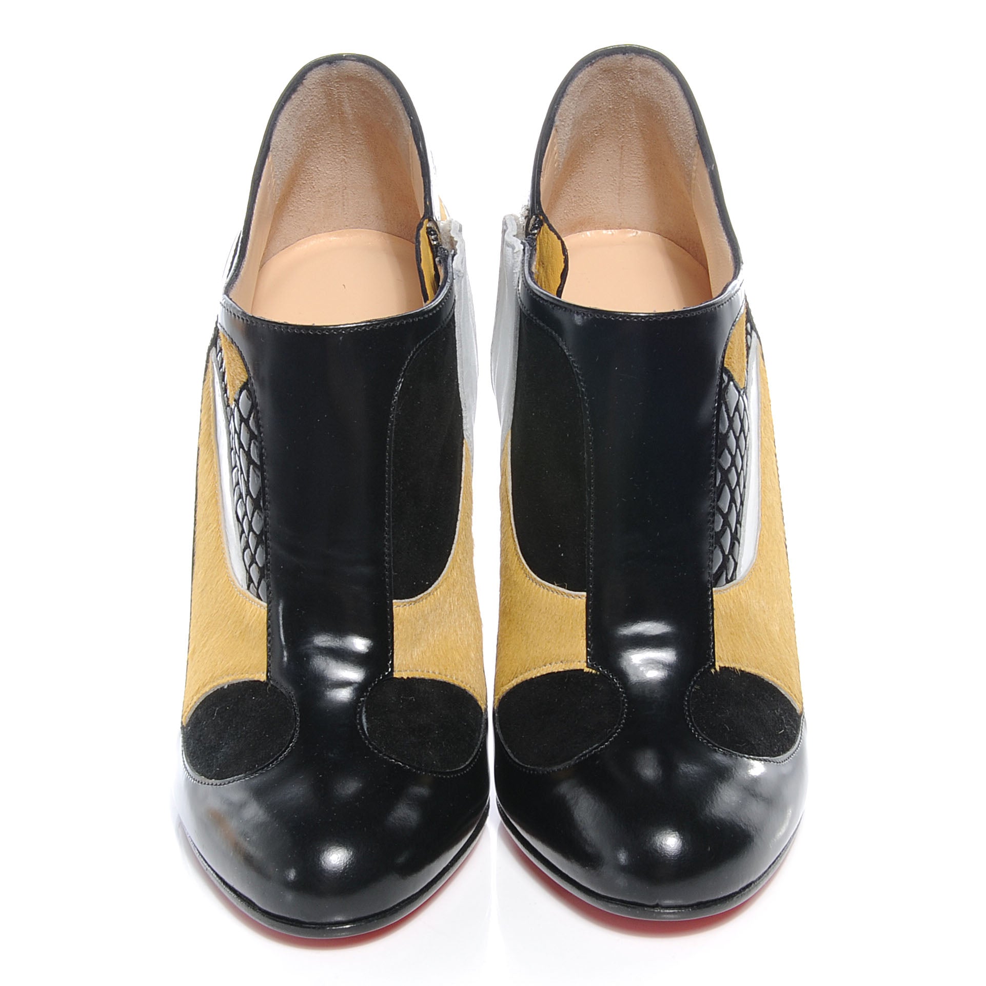 Christian Louboutin Pony Fur Leather JS Patchwork 100 Booties 36.5 2 of 6