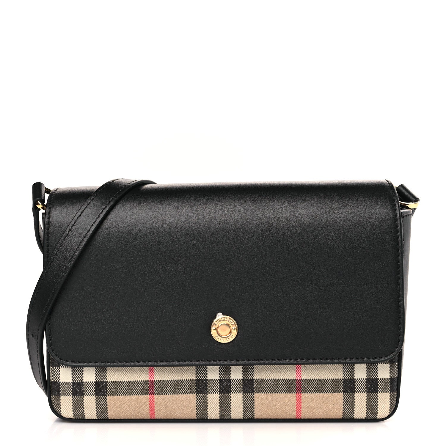 Burberry Grainy Calfskin Vintage Check Hampshire Crossbody Black 1 of 8