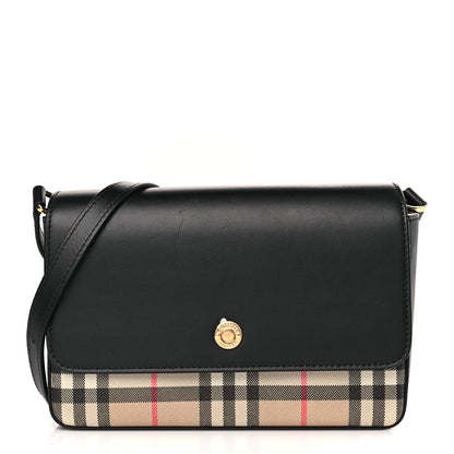Burberry Grainy Calfskin Vintage Check Hampshire Crossbody Black 1 of 8