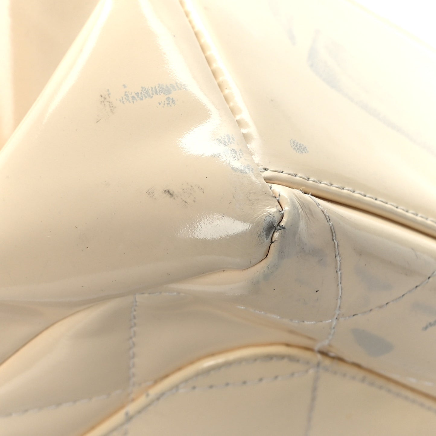 Patent Quilted Flap Bag White