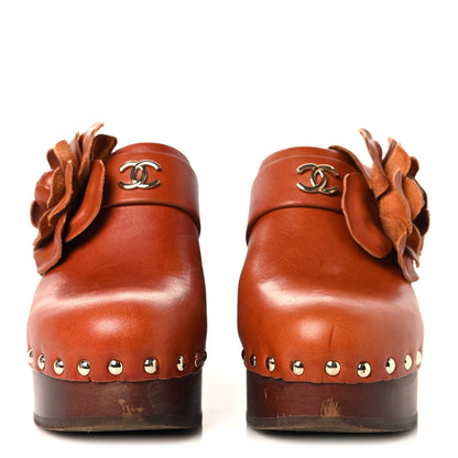 Chanel Calfskin Camellia Clogs 36 Brown 3 of 11
