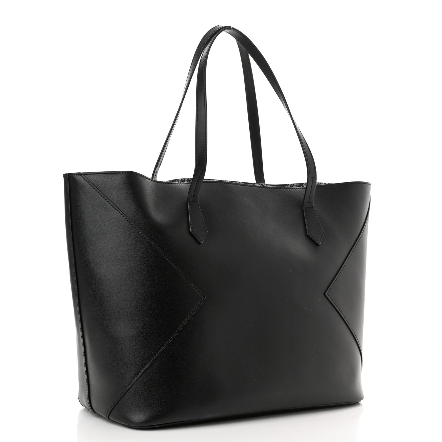 Smooth Calfskin Wing Shopper Tote Black White