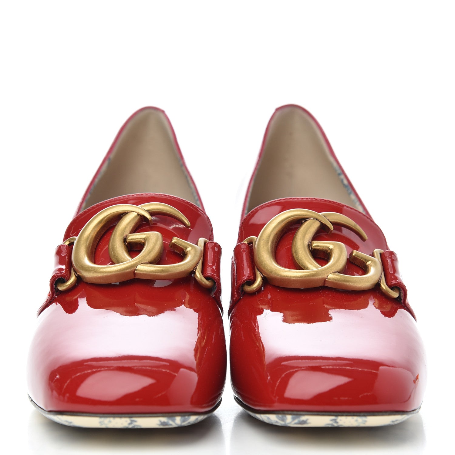 Gucci Vernice GG Victoire 55mm Loafer Pumps 38.5 Hibiscus Red 2 of 9