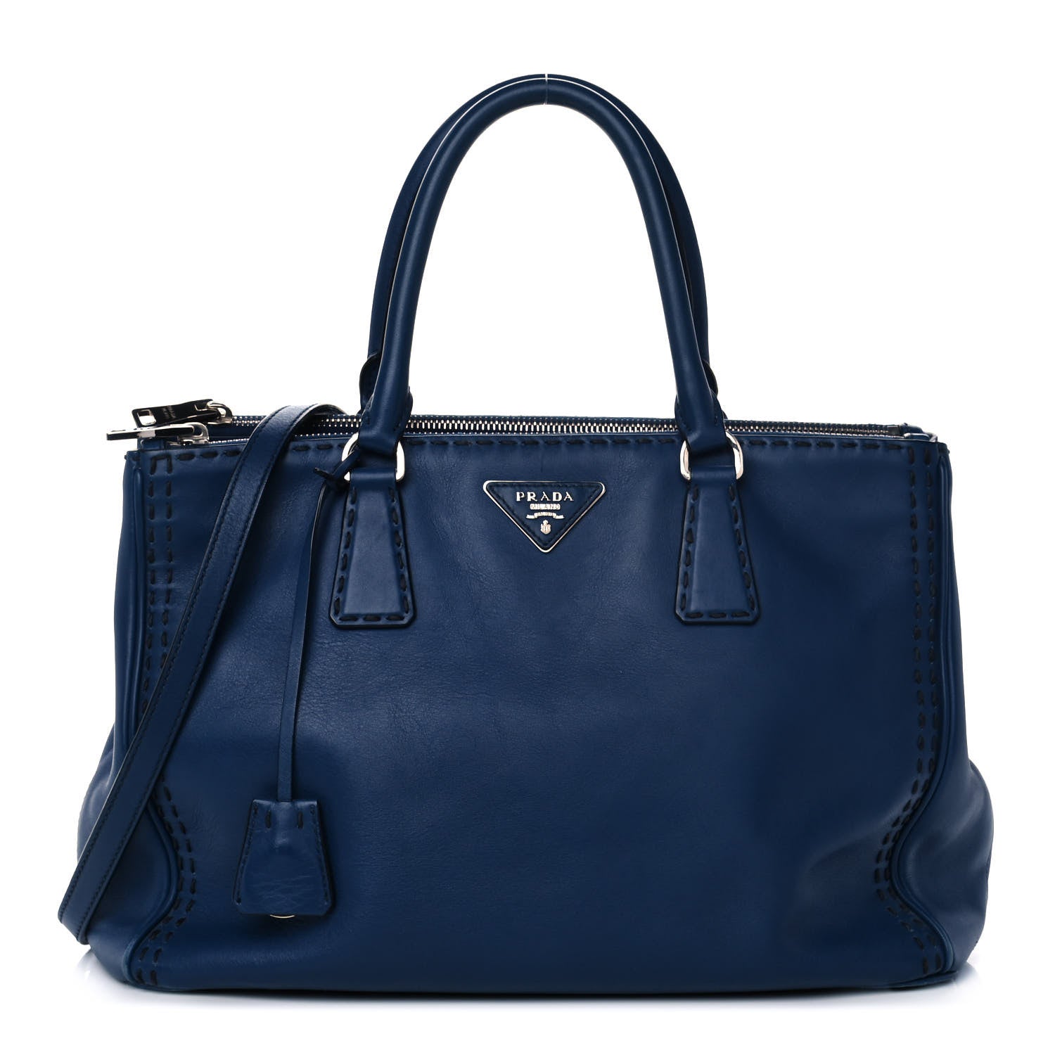 Prada City Calf Hand Stitched Medium Galleria Double Zip Tote Bleuette 1 of 17