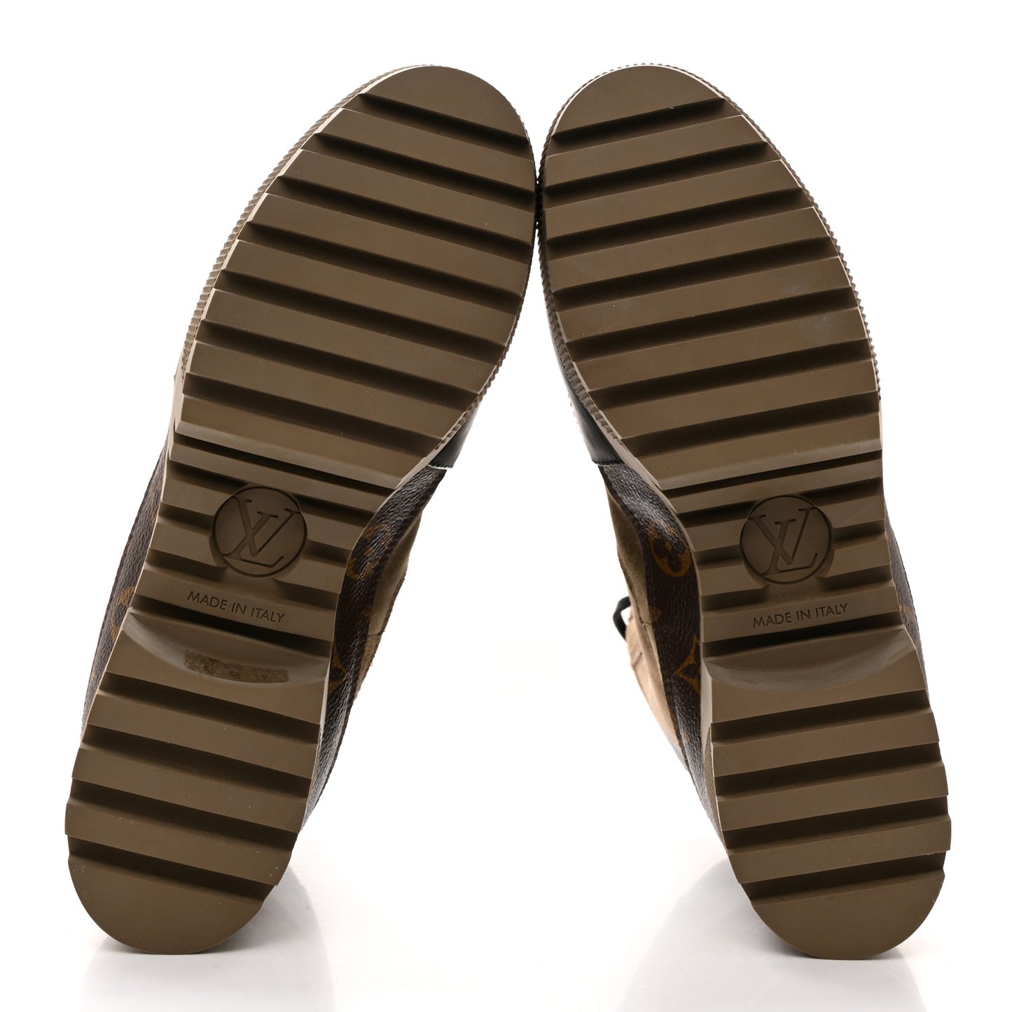 Suede Calfskin Monogram Laureate Platform Desert Boots 40 Taupe