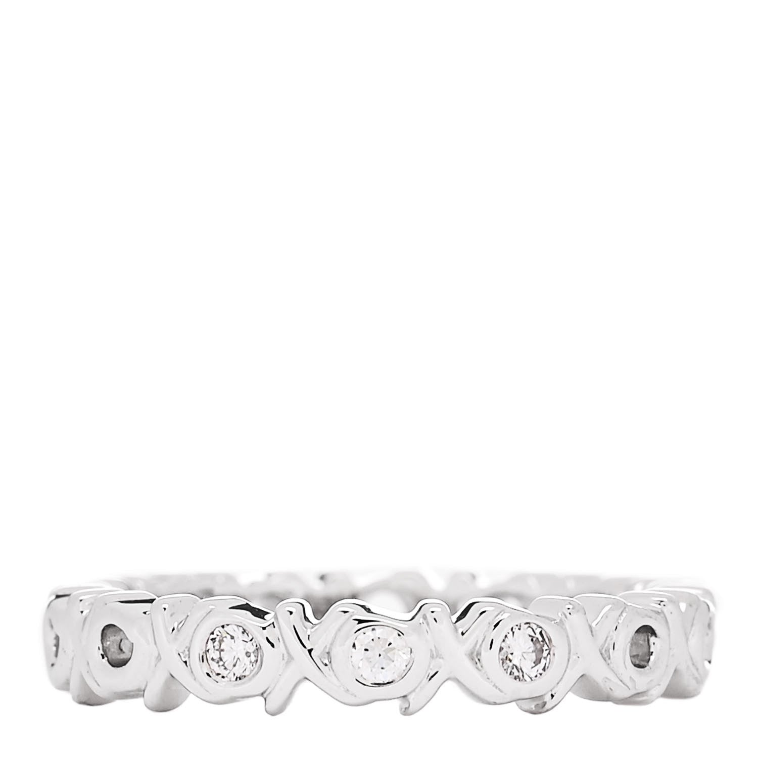 Tiffany 18K White Gold Diamond Paloma Picasso Graffiti Narrow Love and Kisses Ring 47 4 1 of 5