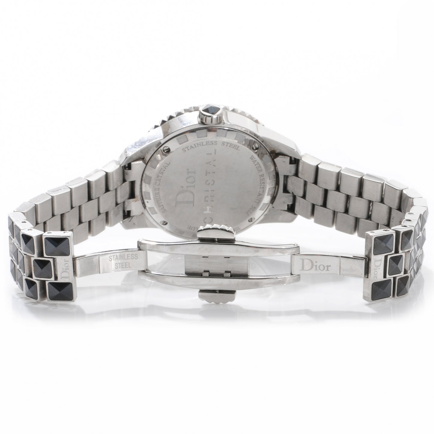 Stainless Steel Diamond Sapphire 33mm Christal Quartz Watch Black
