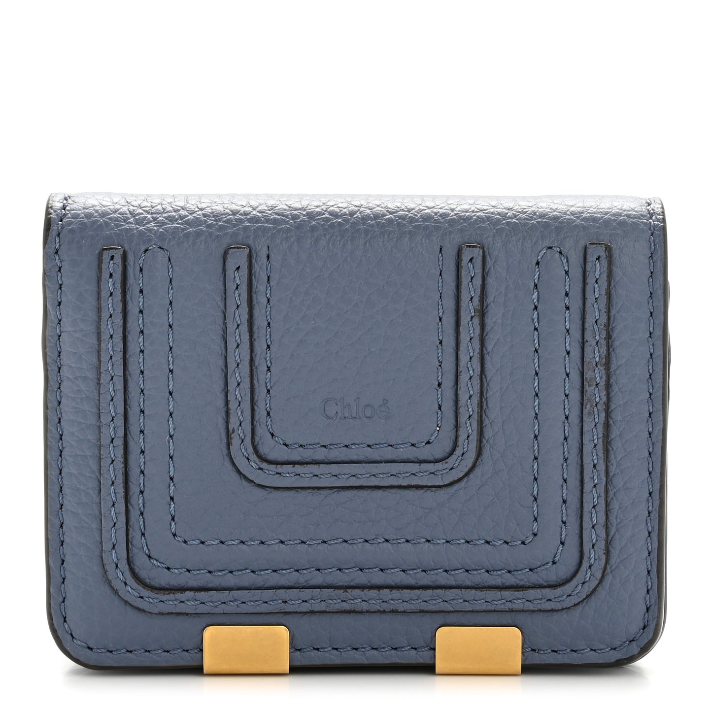 Grained Calfskin Marcie Compact Wallet Royal Navy