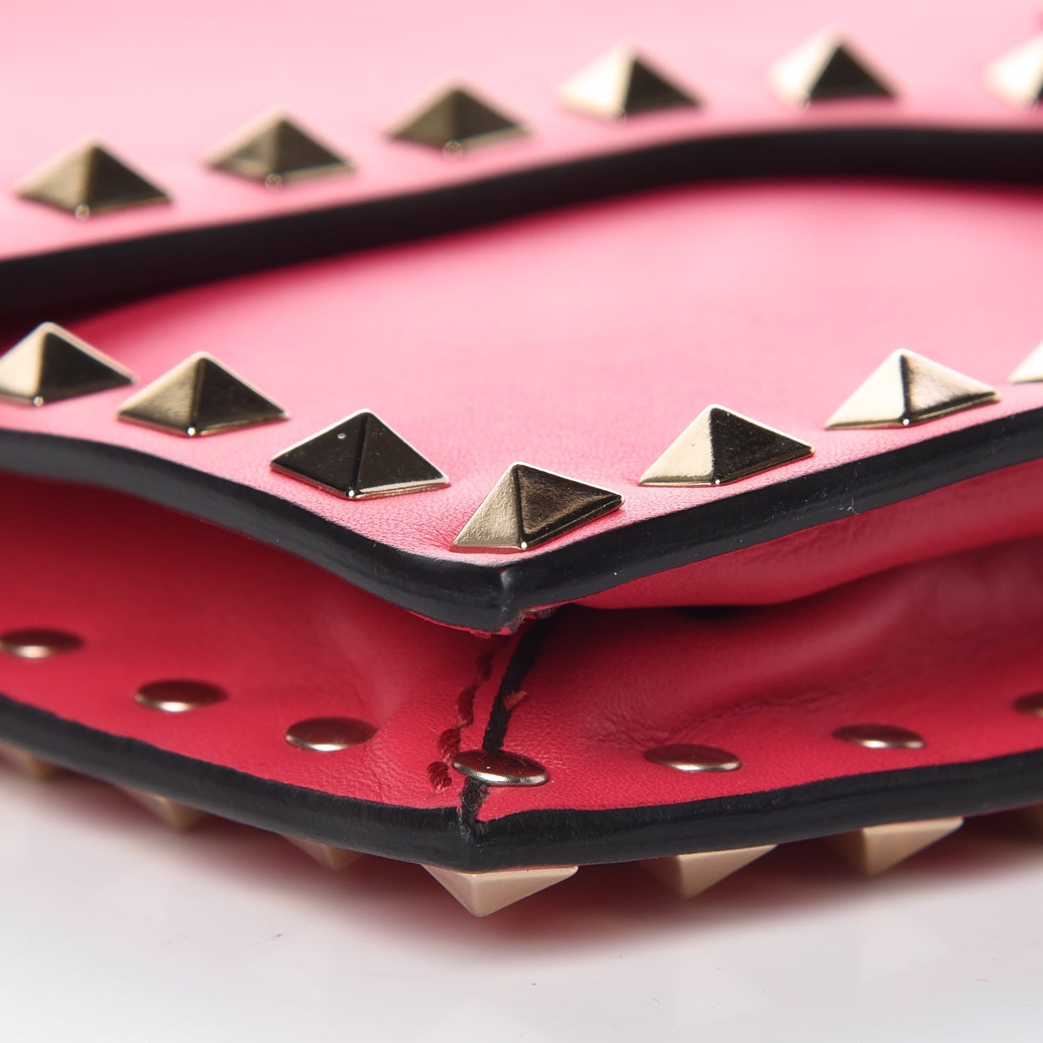 Valentino Garavani Vitello Rockstud Flip Lock Wristlet Clutch Deep Fuxia 5 of 9