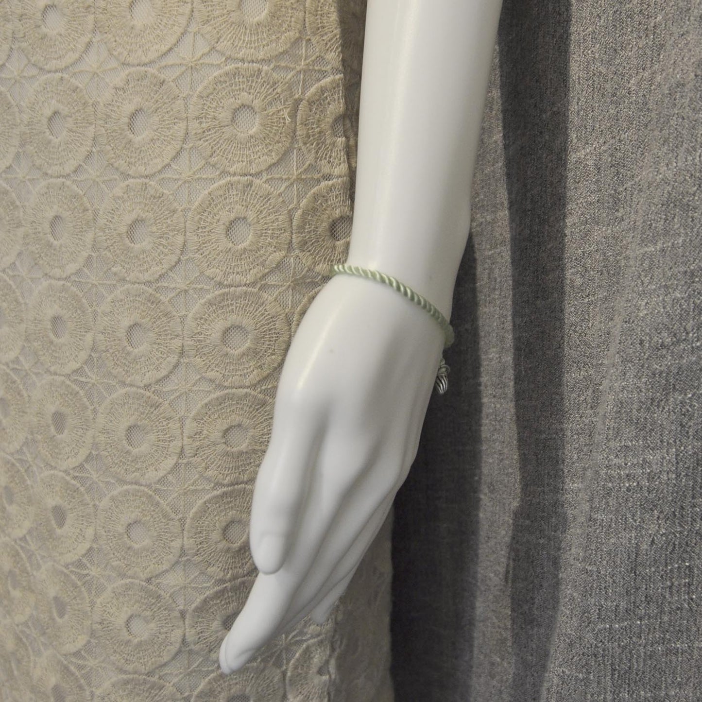 Sterling Silver and Silk Cord Bracelet Green