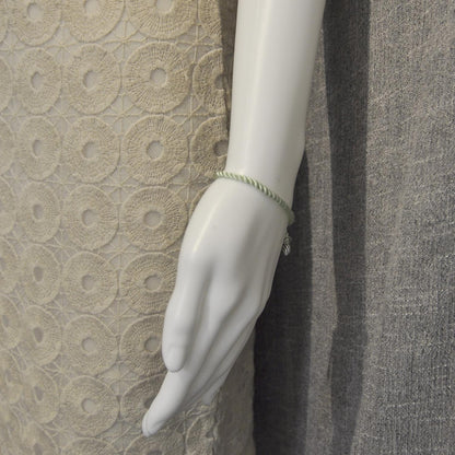 David Yurman Sterling Silver and Silk Cord Bracelet Green 2 of 5