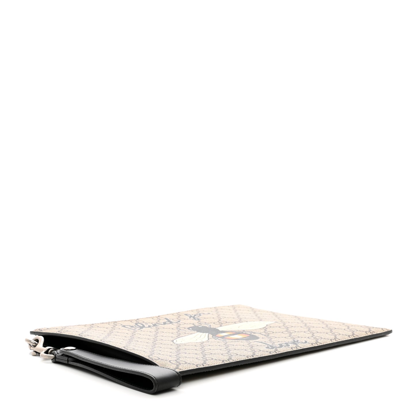 GG Supreme Monogram Blind For Love Wristlet Pouch Black