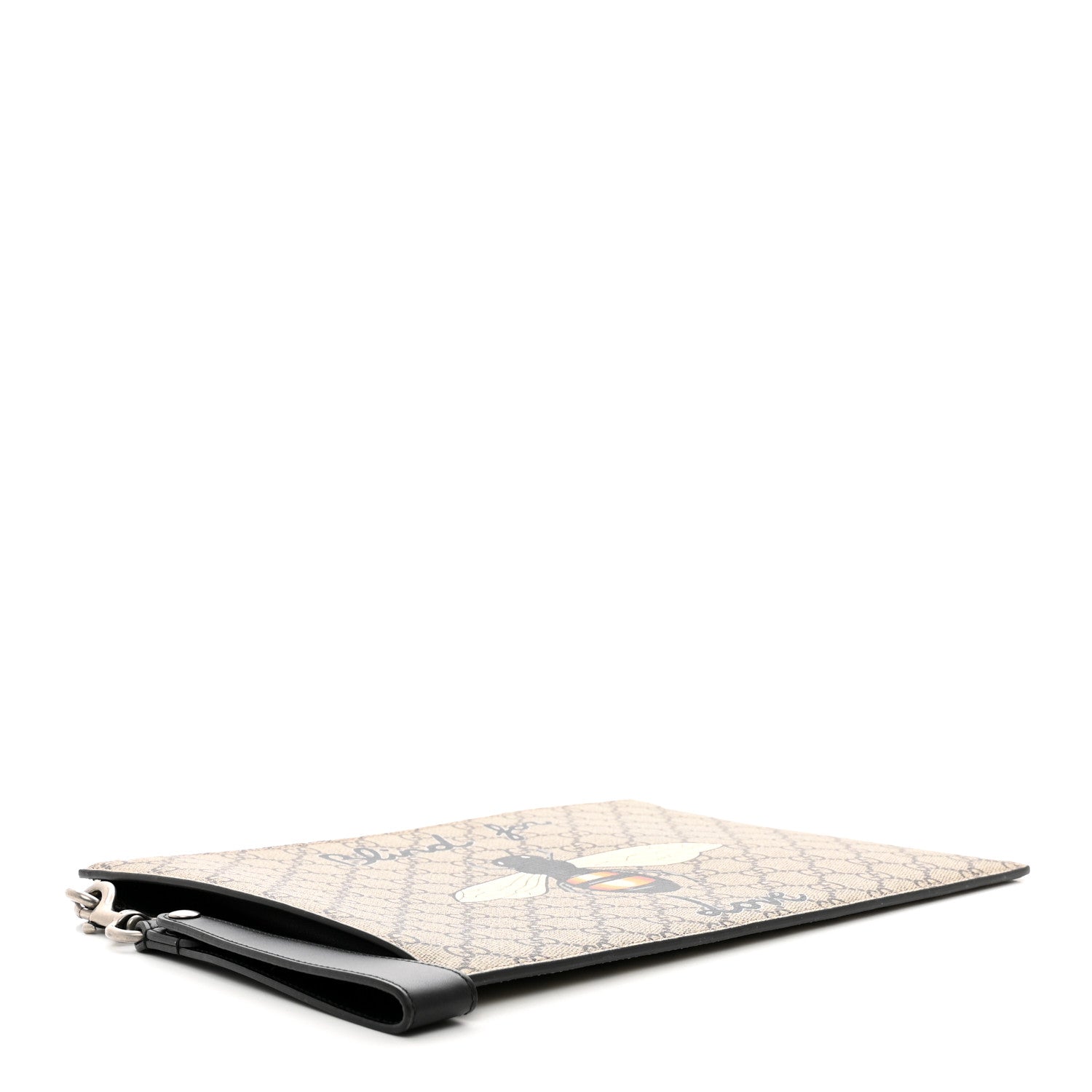 Gucci GG Supreme Monogram Blind For Love Wristlet Pouch Black 4 of 7