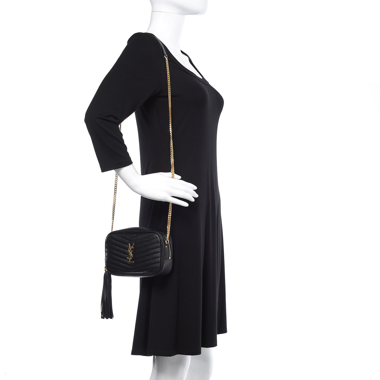 Saint Laurent Grain De Poudre Matelasse Monogram Mini Lou Camera Bag Black 2 of 13