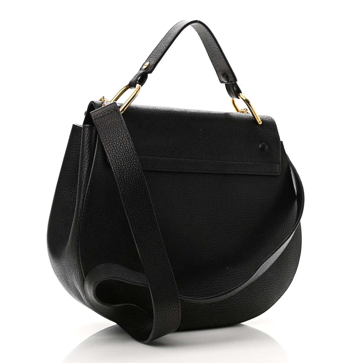 Grained Lambskin Large Drew Shoulder Bag Black