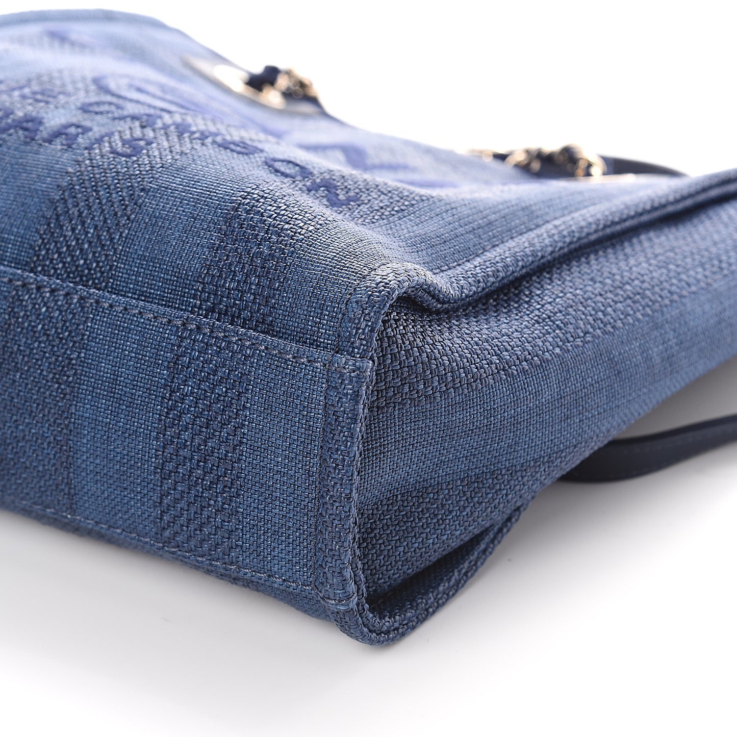 Mixed Fibers Striped Mini Deauville Tote Navy Blue