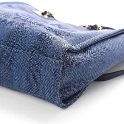 Chanel Mixed Fibers Striped Mini Deauville Tote Navy Blue 9 of 9